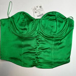 Zara green satin effect corset top. New conditions!!